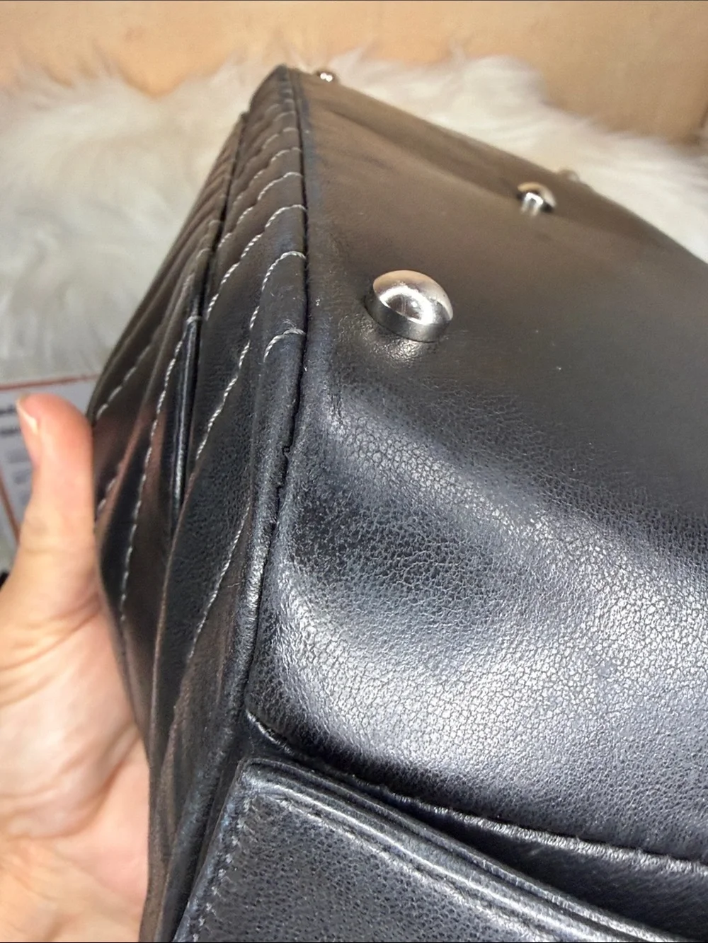 CHANEL Black Quilted Leather Top-Handle Bag